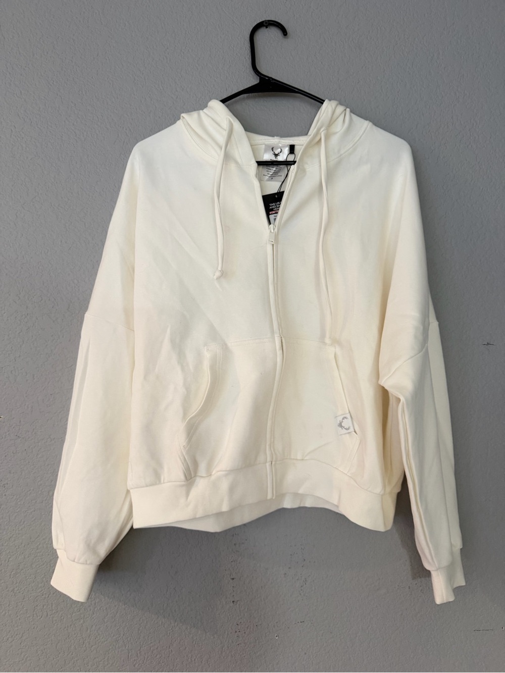 Women's Cream Full-Zip Hooded Jacket by Calvin Klein
